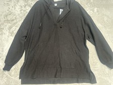 Old Navy Split Hem Hoodie Sweatshirt Women s Large Black Knit Pockets