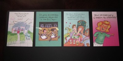 Lot of 4 Vintage Current Anniversary Cards Humor 5.25 x7 Unused