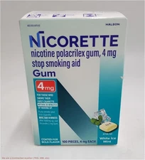 Nicorette 4mg Stop Smoking Aid NicotineGum - White Ice Mint - 100ct EXP 09/2027