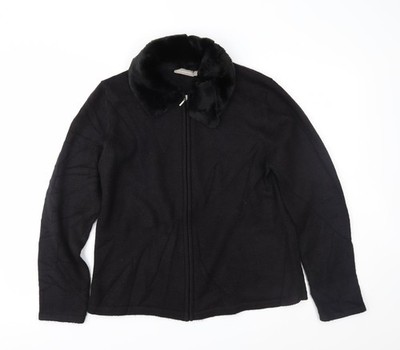 Schwarzer Damenpullover mit durchgehendem Reißverschluss Größe M von Croft & Barrow UK