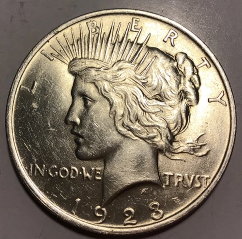 1923 Peace Silver Dollar. AU/BU. Superb! D118