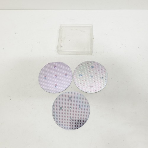 Lot of 3 Vintage Semiconductor Silicon Wafer Test Discs Microchip Patterns