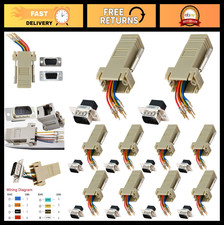 10PCS DB9 Male to RJ45 Ethernet Adapter, 9 Pin Serial Port Modular Converter M/F