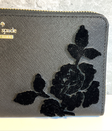 Kate Spade 25th Anniversary Black Saffiano Rose Long Wallet Japan Rare New - Picture 3 of 19