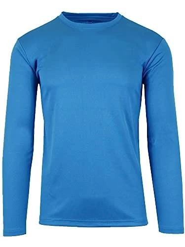 GALAXY BY HARVICE MEN'S LONG SLEEVE MOISTURE-WICKING PERFORMANCE - MEDIUM BLUE
