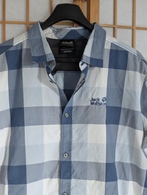 Jack Wolfskin Outdoors Herren Hemd Größe L Kariert Mehrfarbig Kurzarm Sommer 
