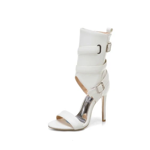 Roman Style Womens Open Toe Ankle Boots Sandals High Stiletto Heel Buckle Zipper - Bild 19 von 23