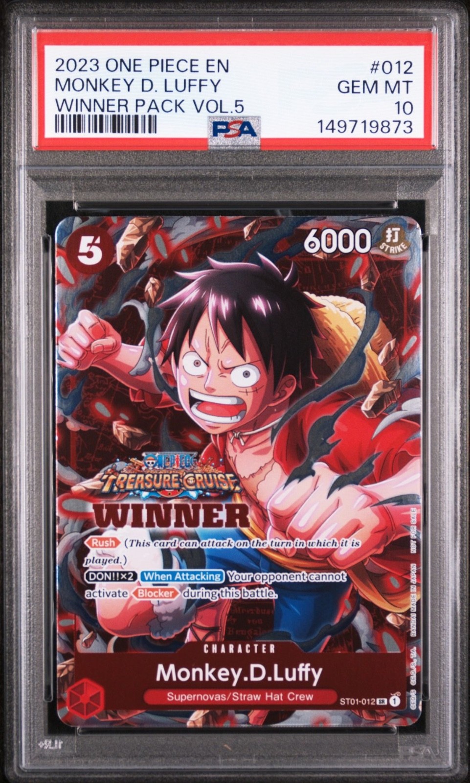 One Piece Monkey D Luffy Winner Volume 5 ST01-012 PSA 10 Gem Mint