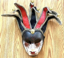 Mardi Gras Venetian Jester Joker Masquerade Carnivale Full Face Mask Approx 19  