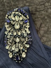 Blue And Rhinestone Half Shoulder Evening Dress Sz 8