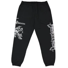 Brain Dead Neo Future Sweatpants, Men's Tapered Stretchy Graphic Joggers Black L