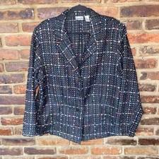 Chico's Black Multicolored Tweed 3 Button Blazer Jacket Women's Size 3 XL