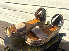 Women's Espadrille Wedge Sandals Ankle Strap Buckle Animal Print Beige/Black