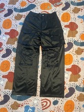 Women's Black Faux Leather Cargo Pants