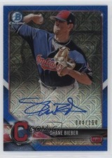 2018 Bowman Chrome Prospect HTA Blue Mojo Refractor 44/150 Shane Bieber Auto z5t