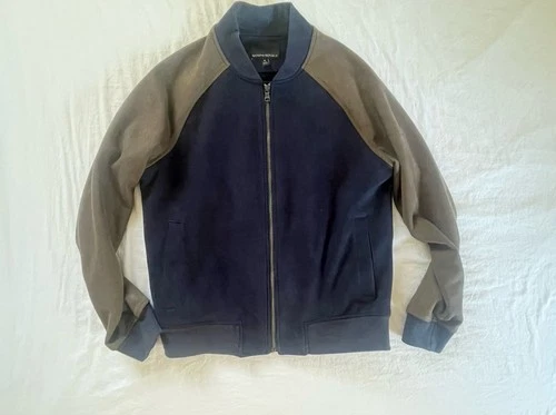 Banana Republic Men’s Full Zip Colorblock vegan suede bomber M video thumbnail