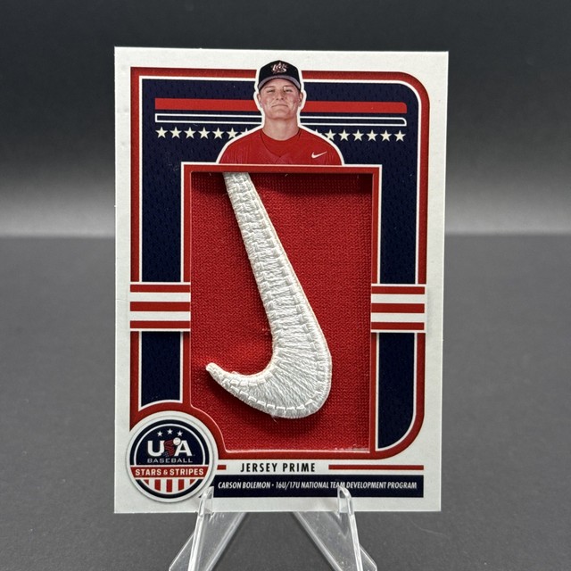 2025 Panini Stars & Stripes Carson Bolemon Prime Patch Jersey /38 Nike Swoosh