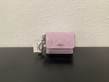 Coach Klare Bag Charm CDB50 Rainbow Heart Light Violet Leather 3.5"x2.5"x1.5"