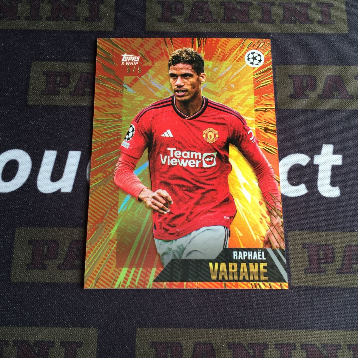 2023-24 Topps X Whip Gold Raphael Varane Orange 5/5 = 1/1 Manchester United
