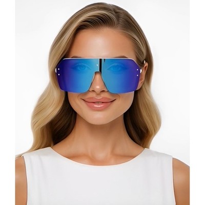 Eye Wear Sunglasses UV400 Women Blue Mirror Lens Cover Face Sun Shades Female