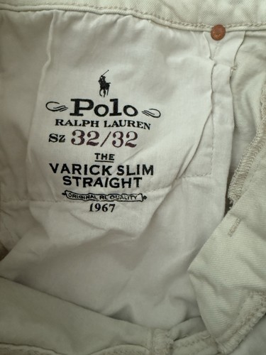 Ralph Lauren Polo Varrick Slim Straight Denim Jeans 32x32 Beige/ Cream - Picture 7 of 7