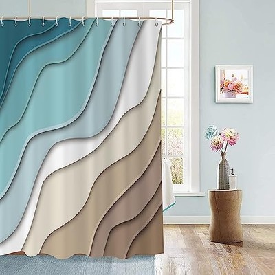 Teal Blue Shower Curtain Ombre Aqua 72''W x 72''L (Pack of 1) Teal Blue Brown