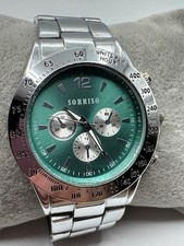 Vintage Men's SORRISO Silver Tone Quartz Watch New Battery