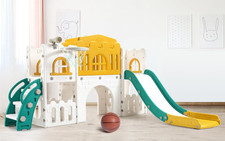 8-In-1 Toddler Indoor Playground with Slide: Baby Slide Playset for Toddlers Age