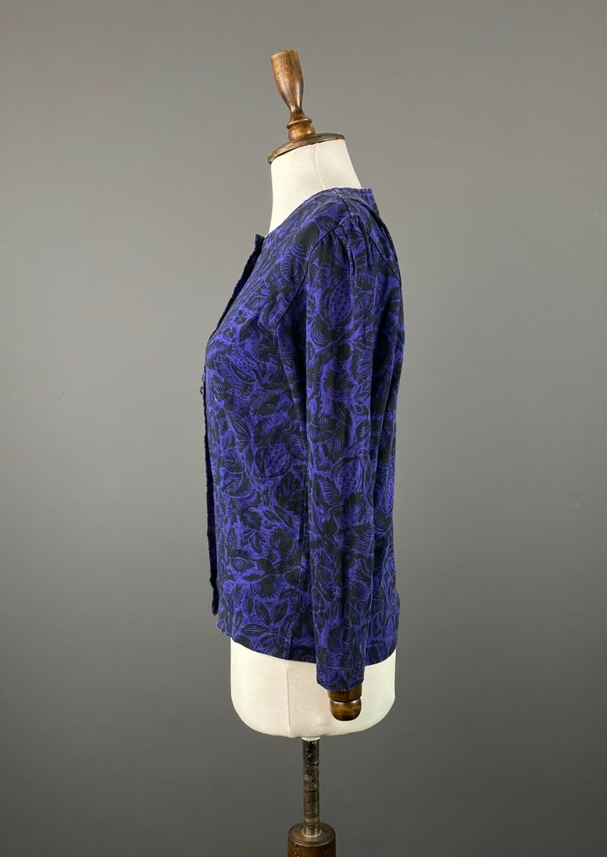 Vintage LAURA ASHLEY Blue Floral Long Sleeve Cardigan Sweater Size