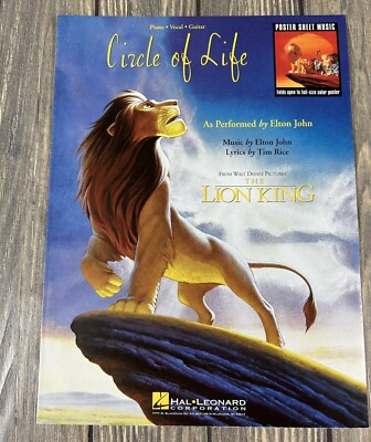 Vintage 1994 Circle of Life As Performed by Elton John Sheet Music
