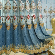 UK European Chenille Hollow Curtain Blackout Embroidered Window Drape Home Decor