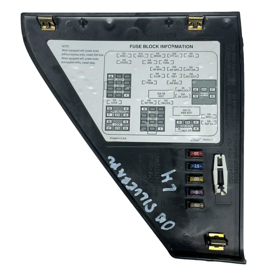 Chevrolet Silverado 1500 2000 OEM tablero izquierdo panel de fusibles cubierta gris oscuro 99 01 02 Foto 4 de 4