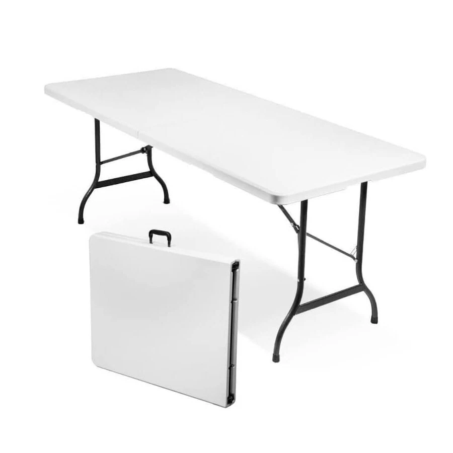 Table Folding Packable A Suitcase Resin White 180x70x74cm