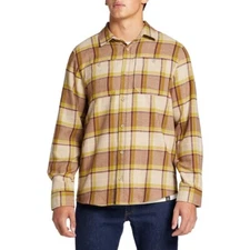 Mens Alpine Design Brushed Flannel Long Sleeve Shirt Evans Tree Moss Brown Med