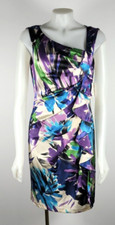 NWT - Suzi Chin for Maggy Boutique Silk Watercolor Floral Ruffle Dress Sz 8