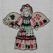 Country Angel Doll Craft Panel Vintage Easy Cut Sew Fabric Light Toned
