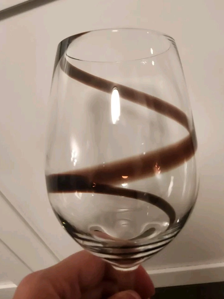 Juego de 2 copas vintage Pier 1 púrpura marrón remolino agua vino 8 7/8" granate Foto 2 de 4