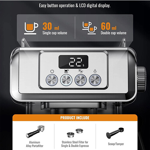 20 Bar Expresso Coffee Machine,SHARDOR,With Milk Frother Steam Wand