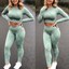 thumbnail 54 - Womens Seamless 2pcs Yoga Suit Crop Top+Leggings Bra Pants Sports Gym Set Outfit