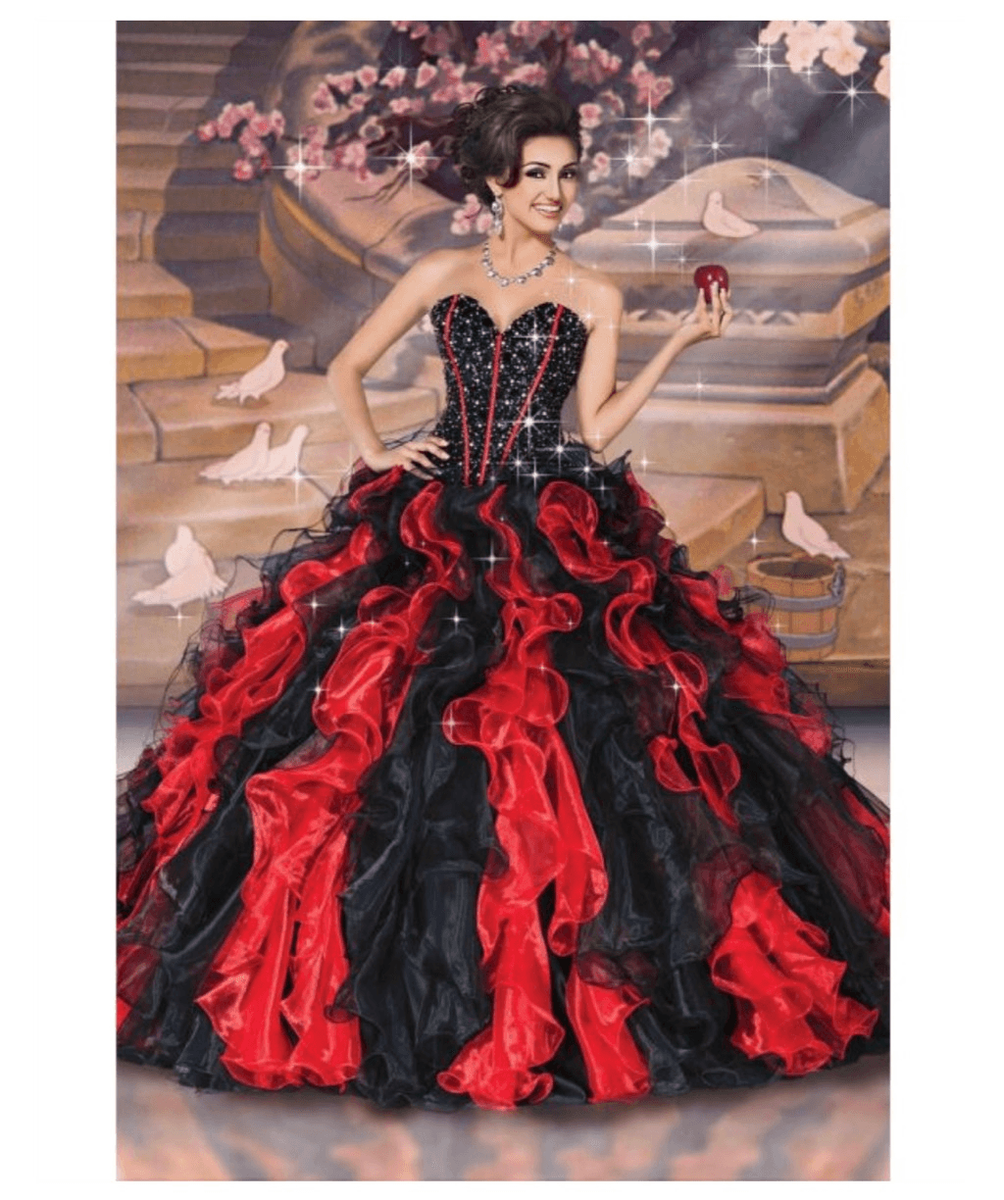 red black and white quinceanera dress XYAYE Strapless Berry Dresses Gothic Tiered Lace refined aesthetic Red & Black Quinceanera Dresses