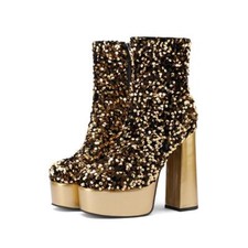 Women's Glitter Sequins Platform Ankle Boots High Heels Party Shoes Performance