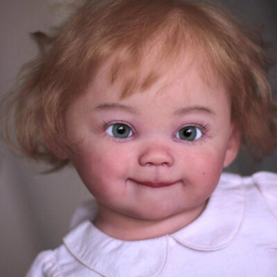 28'' Painted Reborn Baby Doll Toddler Girl Hand-Rooted Short Hair Cloth Body Gift