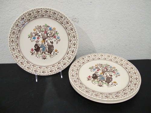 (4) Johnson Brothers Ironstone Sugar And Spice Brown Dinner Plates