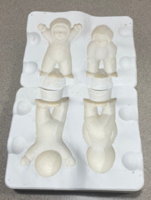 Vintage 1991 Alberta's Ceramic Slip Cast Mold Two Snow Babies-Standing, #1180
