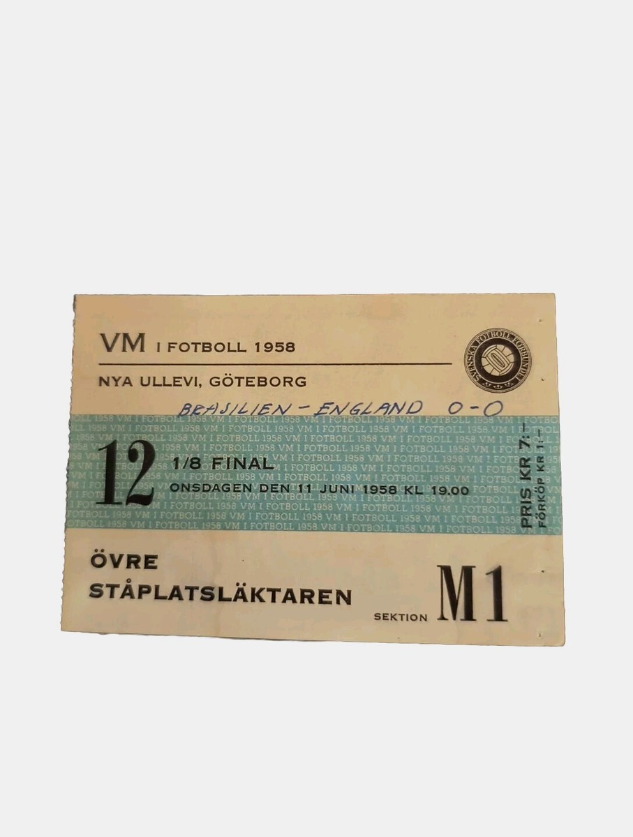 FRANCE98ベスト16 イングランドvsアルゼンチン チケット半券 1958 WORLD CUP TICKET BRAZIL VS ENGLAND PELE SWEDEN FOOTBALL FC