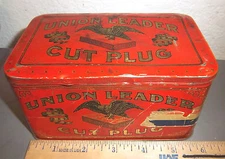 vintage Union Leader Cut plug EMPTY tobacco tin, great graphics & colors