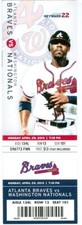 2013 Braves vs Nationals Ticket: Jordan Walden win/Stephen Strasburg 8 strikeout