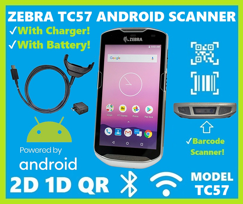 ✓Zebra TC57 Wireless Android Handheld, 2D/1D/QR Barcode Reader, w
