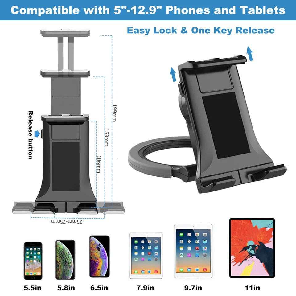 2 in1 Wall Mount Tablet Holder Bracket Desktop Kitchen Stand For iPad 4.7" - 11" - Image 2 of 4