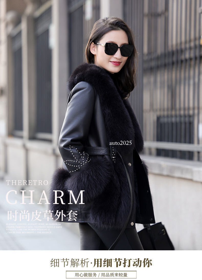 Fox Fur Down Jacket Women's Mid Long Real Leather Sheepskin